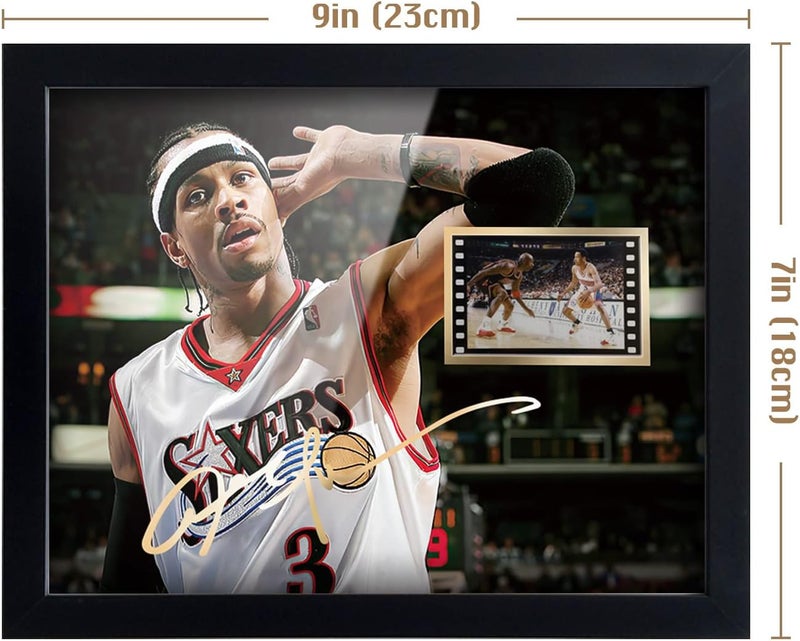 ORIMAMI Signed Basketball Player Allen Ezail Iverson Poster Framed Photo Gift 8x6 Inches with 1x35mm Film Mini Cell Display,Gifts for Allen Ezail Iverson Fans - Image 5